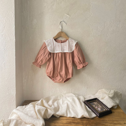 MyKids-USA® Autumn Arrival Flowers Pattern Lace Trim Baby Kids Girls Princess Long Sleeves Bodysuit