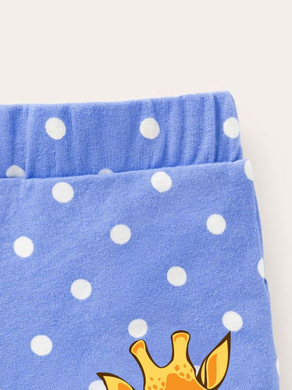 Girls Solid Color Soft Casual Style Polka Dots Giraffe Print Shorts