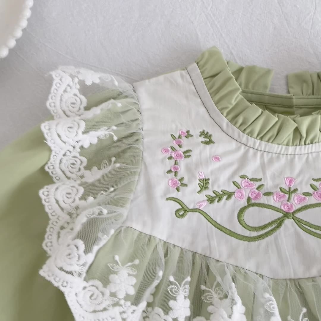 Autumn Hot Selling Baby Kids Girls Flowers Embroidered Pattern Long-sleeved Onesies and Dress – Princess Sister Matching Set, MyKids-USA®, Baby & Toddler Dresses, MyKids-USA -  -  -  -  -  -  - 