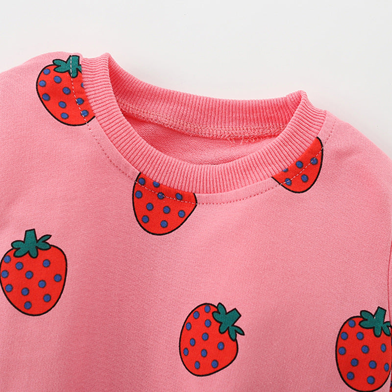 Autumn and Spring Arrival Fruits Pattern Long Sleeves Crew Neck Pullover for Stylish Girls, MyKids-USA®, Sweatshirts, MyKids-USA -  -  -  -  -  -  - 