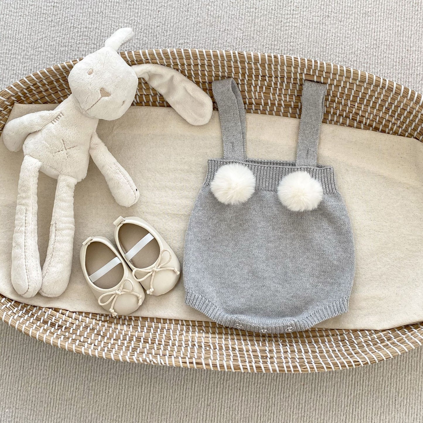 Baby Girl  Autumn Plush Ball Camisole Knitted Vest One Piece, MyKids-USA®, Baby One-Pieces, MyKids-USA - Size/Age - 66 (3-6M) - Color - Grey -  -  - QQ2309151101-C