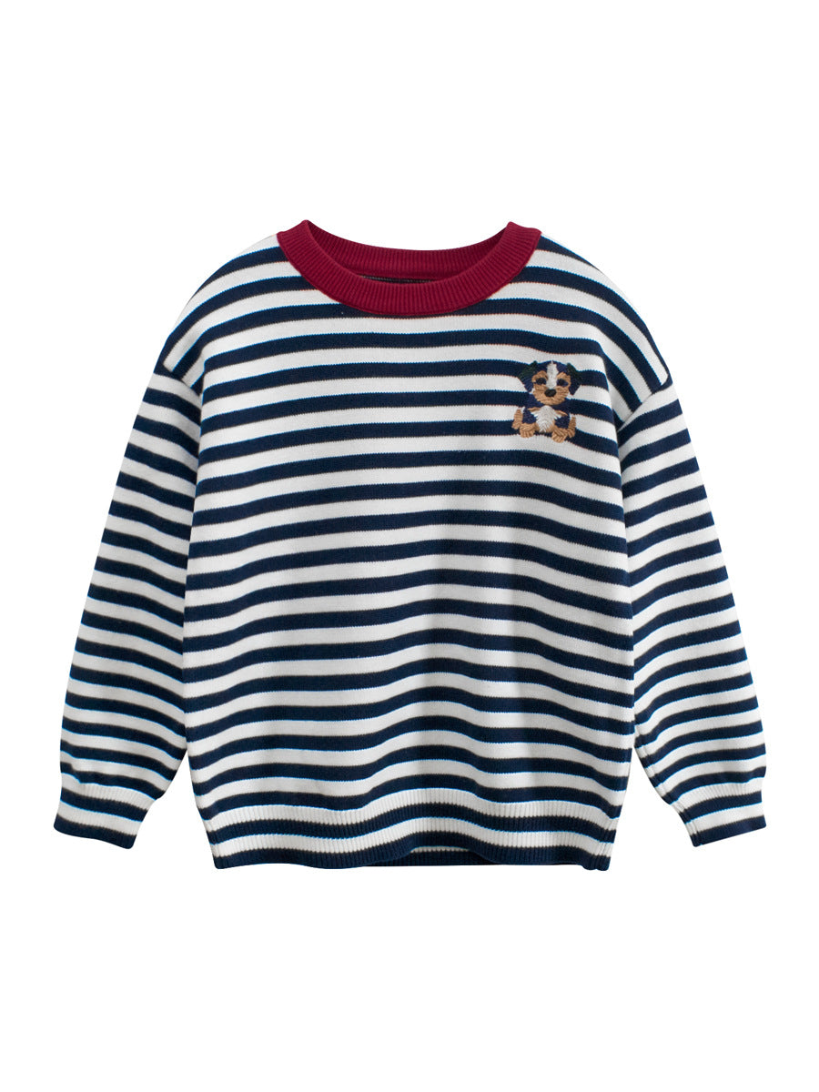 Arrival Baby Kids Puppy Logo and Striped Pattern Crew Neck Long Sleeves Knitted Top, MyKids-USA®, Baby & Toddler Tops, MyKids-USA - Size/Age - 90 (12-24M) - Color - Black -  -  - TR2501022038