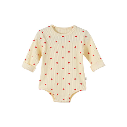 Spring and Autumn Baby Kids Long Sleeves Hearts Pattern Rompers and Onesies, MyKids-USA®, Baby One-Pieces, MyKids-USA - Size/Age - 66 (3-6M) - Color - Beige -  -  - TR2601051740-B.