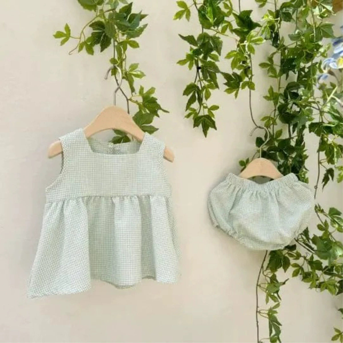 Summer Hot Selling Baby Kids Girls Sleeveless Square Neck Plaid Vest and Shorts Clothing Set, MyKids-USA®, Baby & Toddler Outfits, MyKids-USA -  -  -  -  -  -  - 