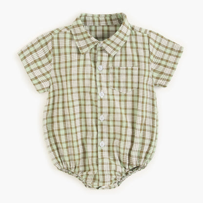 Baby Boy Plaid Pattern College Style Onesies