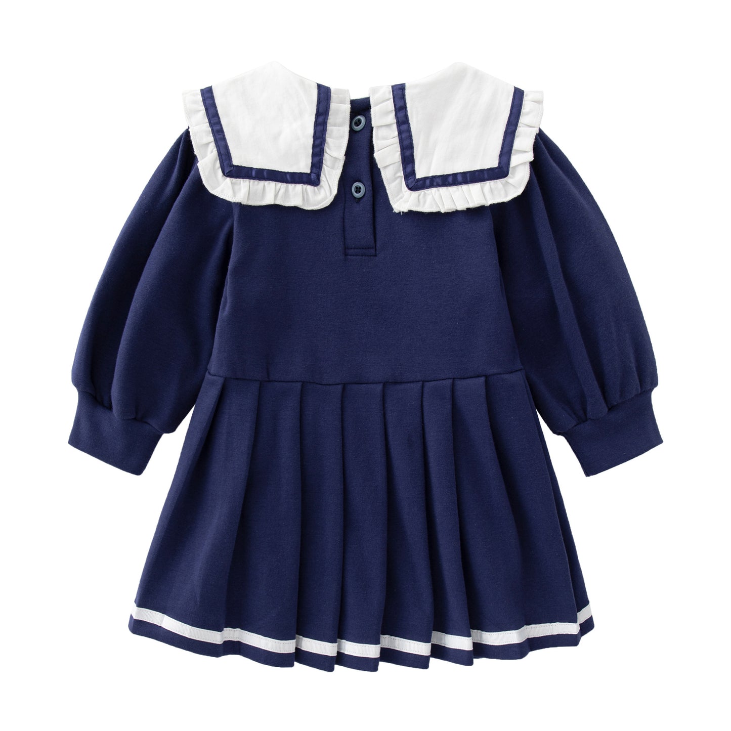 Baby Girl Navy Blue College Style Autumn Dress