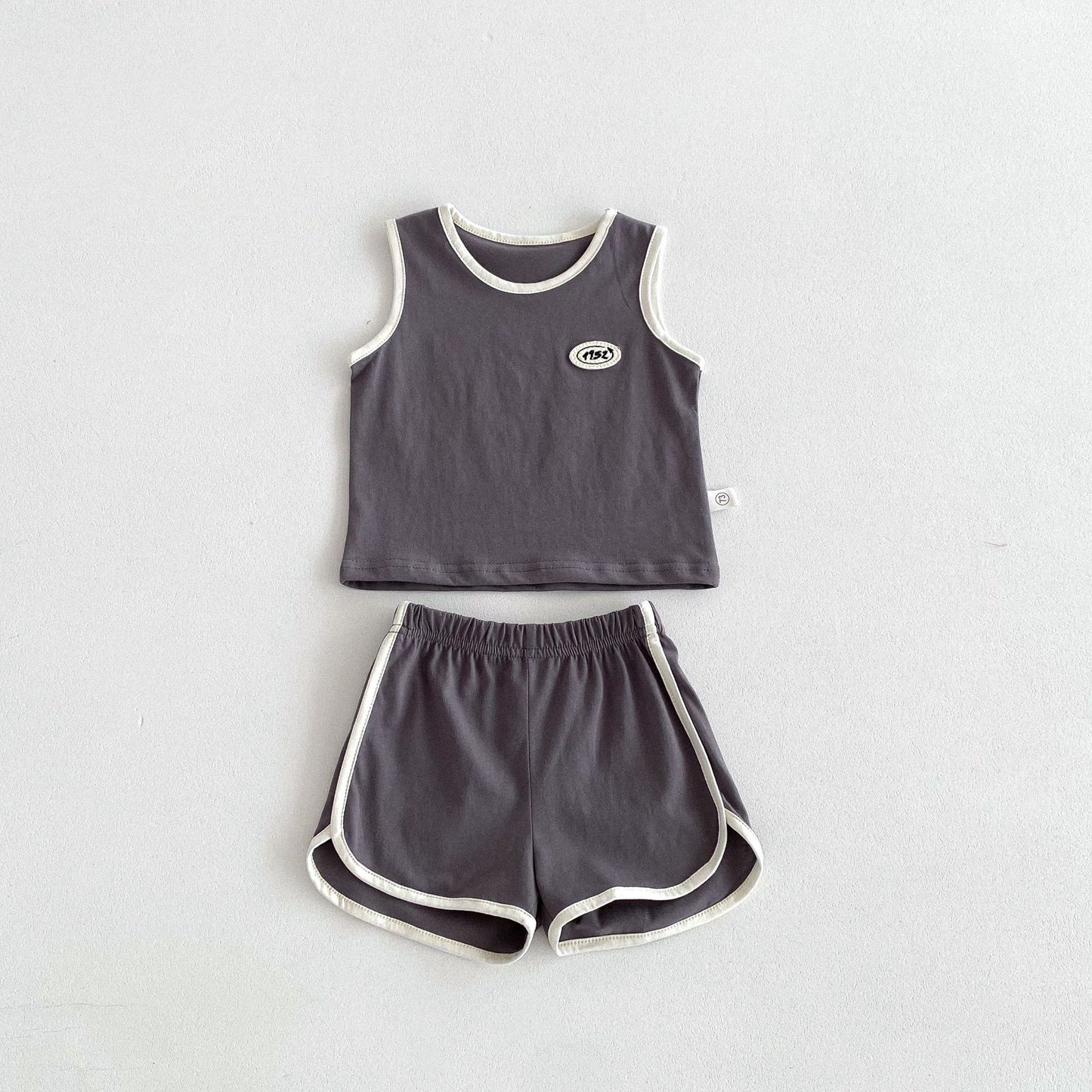 Summer Baby Kids Unisex Sleeveless Vest and Shorts Clothing Set, MyKids-USA®, Baby & Children's Outfits, MyKids-USA - Size/Age - 73 (6-9M) - Color - Grey -  -  - TR2605012124-B.