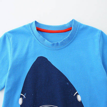 Summer Boys’ Marine Animals Cartoon Pattern T-shirt in European and American Style, MyKids-USA®, Baby & Toddler Tops, MyKids-USA -  -  -  -  -  -  - 