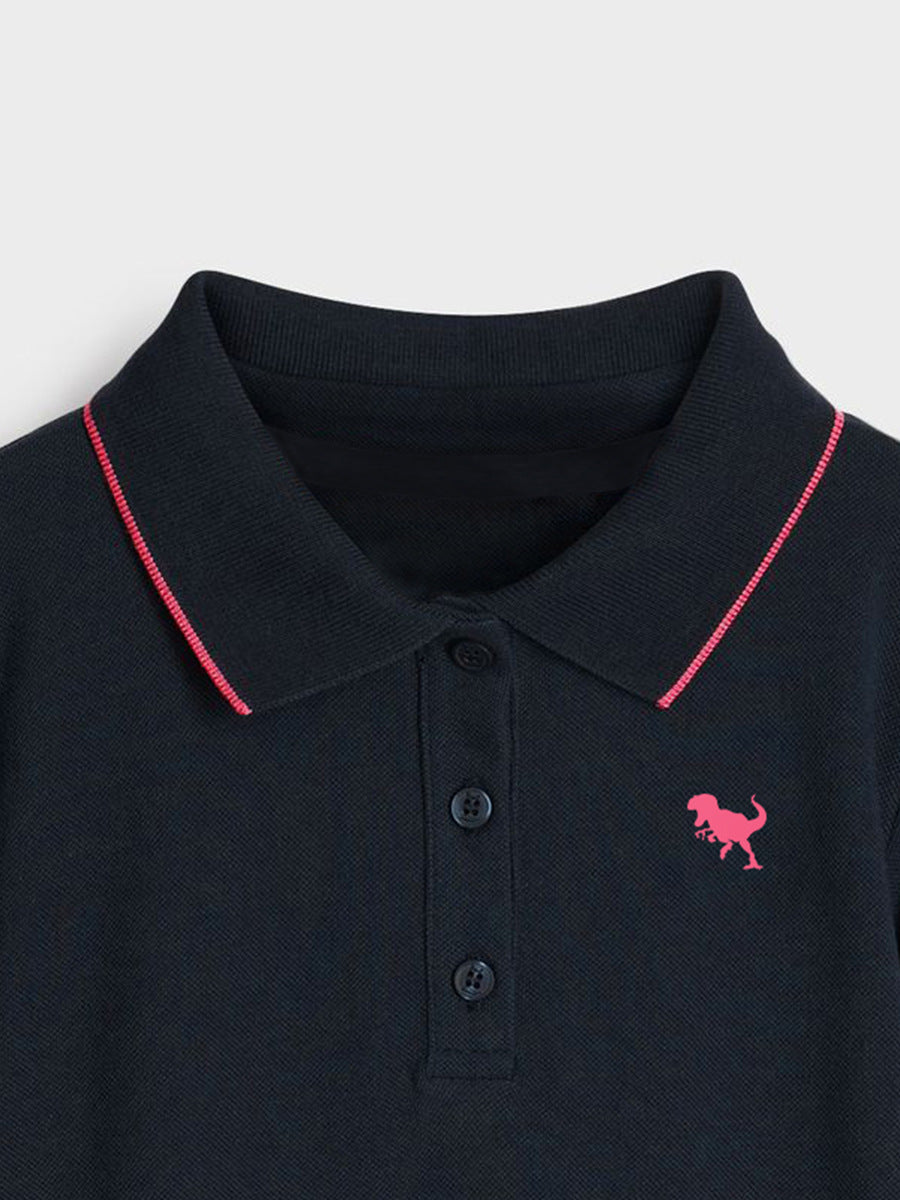 Summer Baby Kids Girls Short Sleeves Pink Logo Polo Design Black Dress 100 (2-3Y) / Black Summer Baby Kids Girls Short Sleeves Pink Logo Polo Design Black Dress 100 (2-3Y) / Black