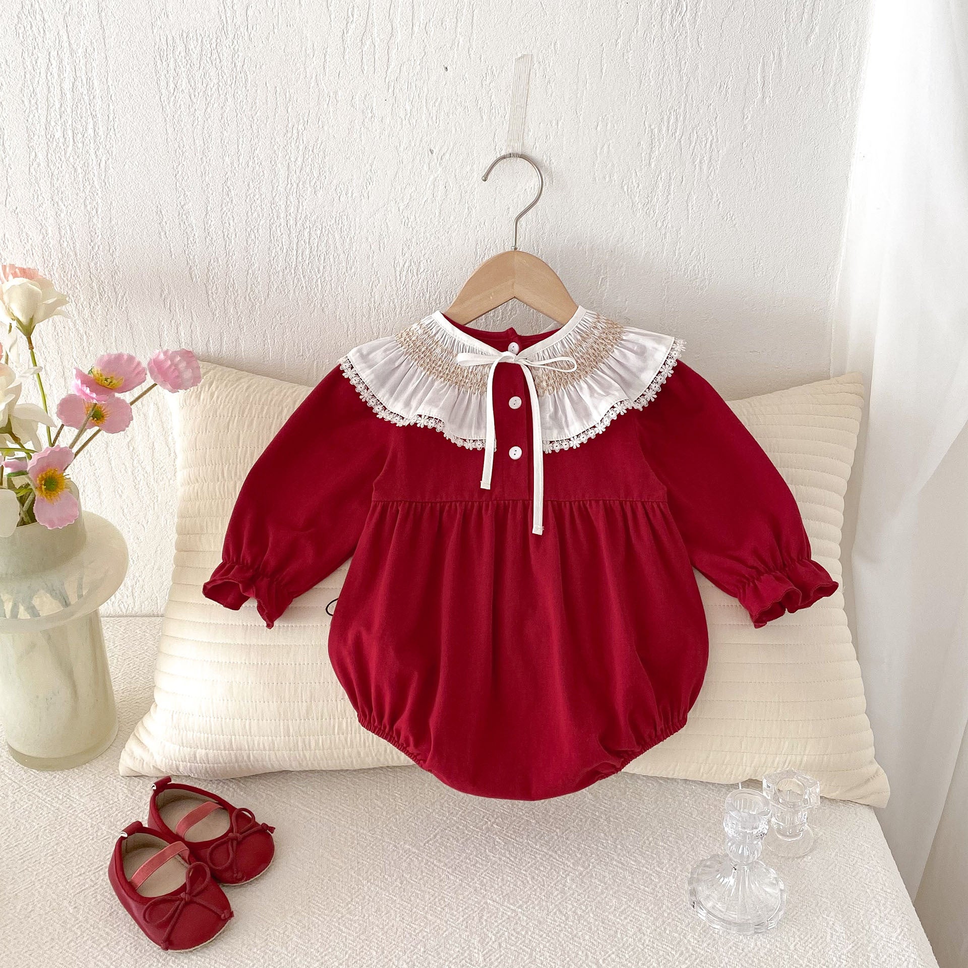 Spring Arrival Baby Girls Cute Floral Pattern Lace Trim Long Sleeves bodysuit, MyKids-USA®, Baby One-Pieces, MyKids-USA -  -  -  -  -  -  - .