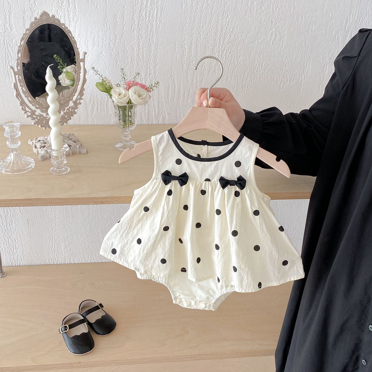 Summer Arrival Baby Girls Cute Sleeveless Polka Dots Pattern Dress Design Strap Onesies, MyKids-USA®, Baby One-Pieces, MyKids-USA - Size/Age - 66 (3-6M) - Color - Apricot -  -  - TR2505092123-A