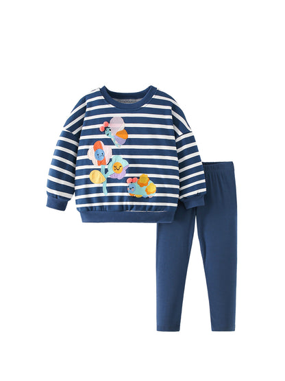 MyKids-USA® Winter Autumn Baby Kids Girls Flowers Cartoon Pattern Long Sleeves Sweatshirt and Plain Pants Clothing Set