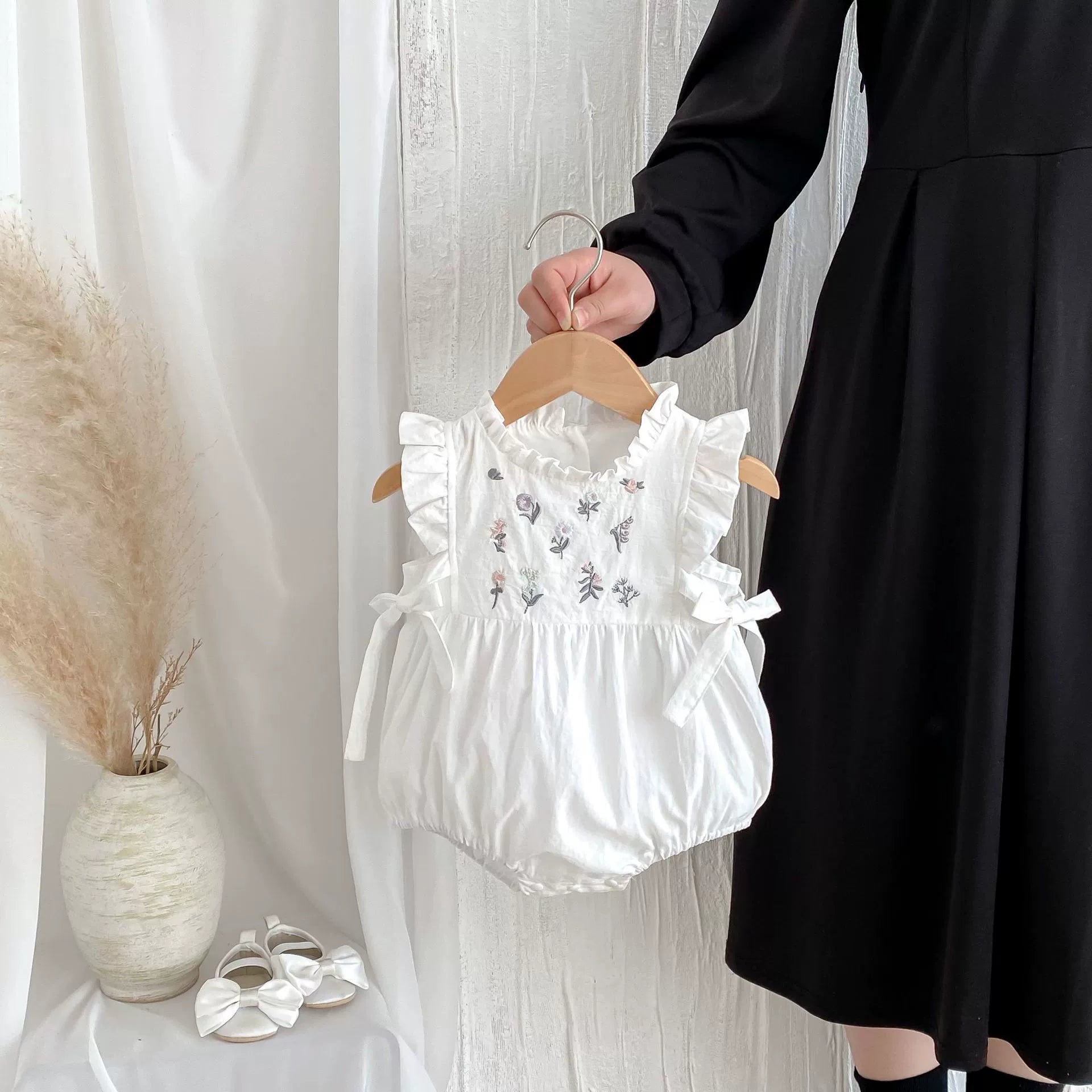 Summer Arrival Baby Girls Flowers Embroidered Fly Sleeves Onesies, MyKids-USA®, Baby One-Pieces, MyKids-USA -  -  -  -  -  -  - 