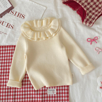 Winter and Autumn Baby Kids Girls Long Sleeves Knitted Sweater and Houndstooth Sleeveless Dress Clothing Set