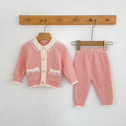Arrival Autumn Baby Girls Long Sleeves Color Patchwork Knitted Top Cardigan and Long Trousers Clothing Set, MyKids-USA®, Baby & Toddler Outfits, MyKids-USA - Size/Age - 66 (3-6M) - Color - Pink -  -  - TR2506282318-A