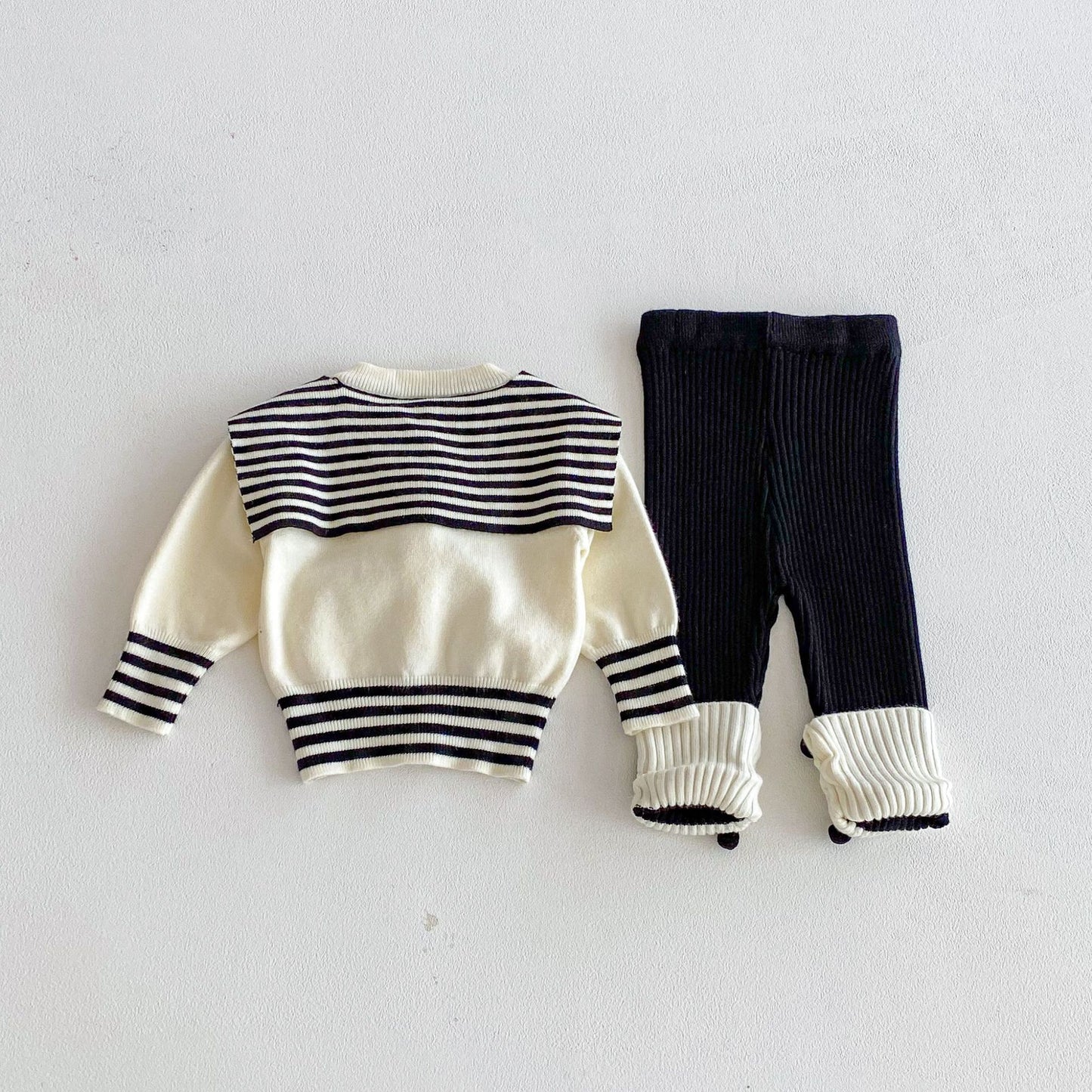Winter and Autumn Baby Kids Girls Striped Long Sleeves Cardigan and Color Patchwork Pants Knitted Clothing Set, MyKids-USA®, Baby & Toddler Outfits, MyKids-USA -  -  -  -  -  -  - 