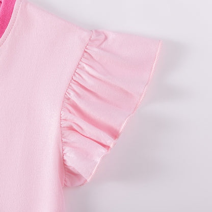 Summer Arrival Rabbits and Dots Pattern Fly Sleeves Dress for Stylish Girls