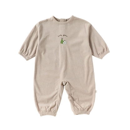 MyKids-USA® Autumn Arrival Baby Kids Unisex Long Sleeves Fruits Embroidered Corduroy Rompers