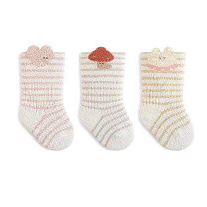 Autumn and Winter Arrival Baby Unisex Breathable Striped/Animals Pattern Socks 1 Lot=3-Pair Set