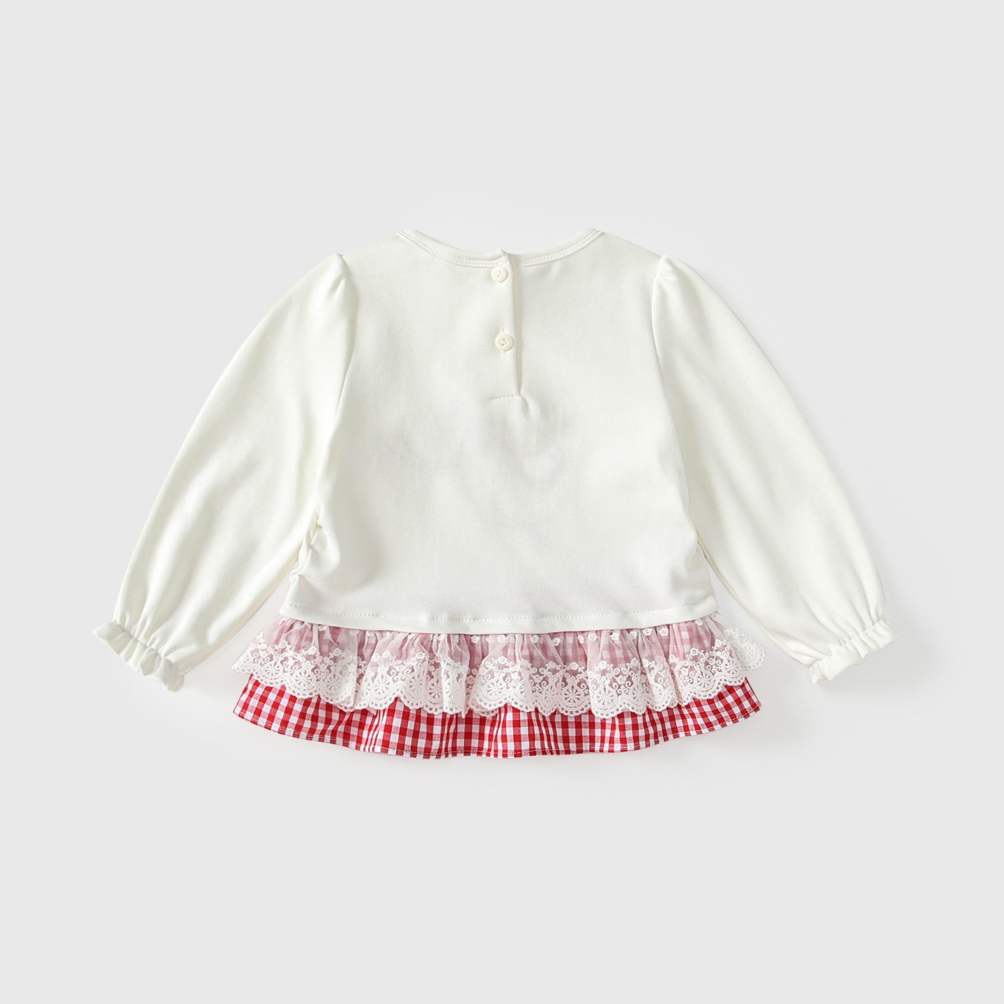 Arrival Autumn Baby Kids Girls Lace Trim Cartoon and Plaid Pattern Long Sleeves Top, MyKids-USA®, Baby & Toddler Tops, MyKids-USA -  -  -  -  -  -  - 