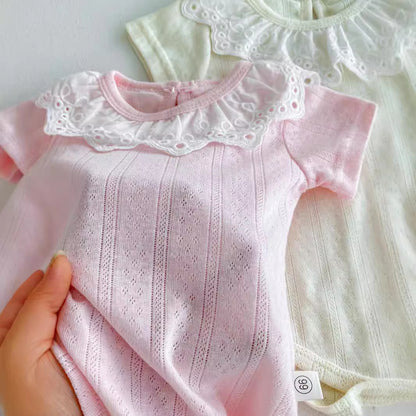 Summer Arrival Baby Girls Short Sleeves Hollow-out Pattern Bodysuit, MyKids-USA®, Bodysuits, MyKids-USA -  -  -  -  -  -  - .