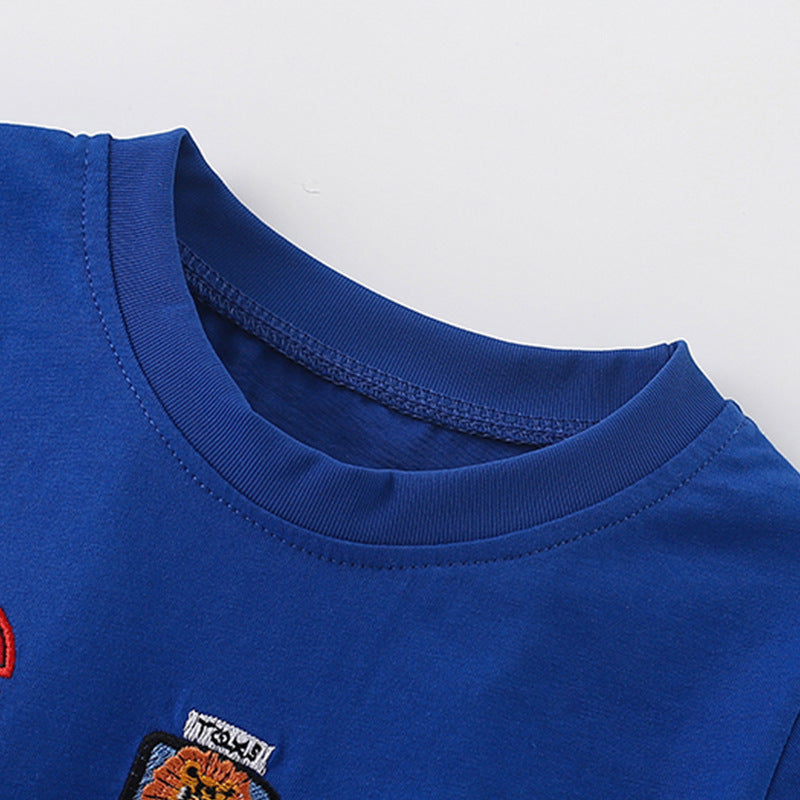 Summer Boys’ English Elements and Animals Cartoon Pattern T-shirt in European and American Style, MyKids-USA®, T-Shirts, MyKids-USA -  -  -  -  -  -  - 