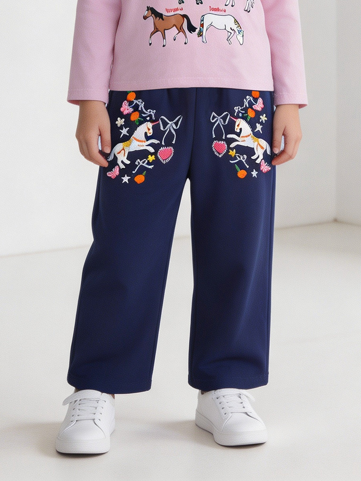 MyKids-USA® Arrival Autumn Cartoon Embroidery Pattern Pants for Girls