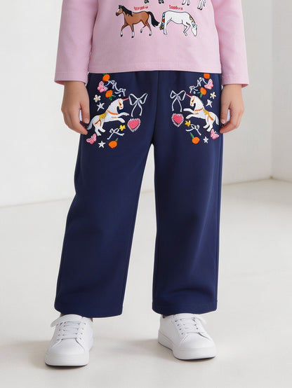 MyKids-USA® Arrival Autumn Cartoon Embroidery Pattern Pants for Girls