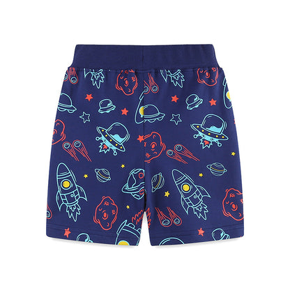 Summer Arrival Kids Boys Cotton Casual Style Cartoon Rocket Pattern Shorts, MyKids-USA®, Short Trousers, MyKids-USA -  -  -  -  -  -  - 
