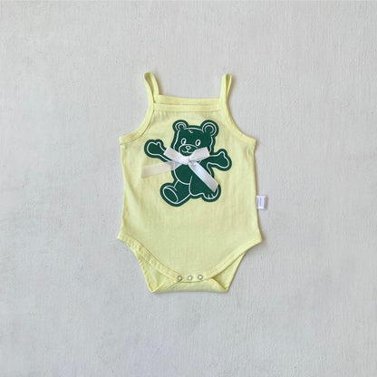 Summer Arrival Baby Sleeveless Cartoon Pattern Bodysuit