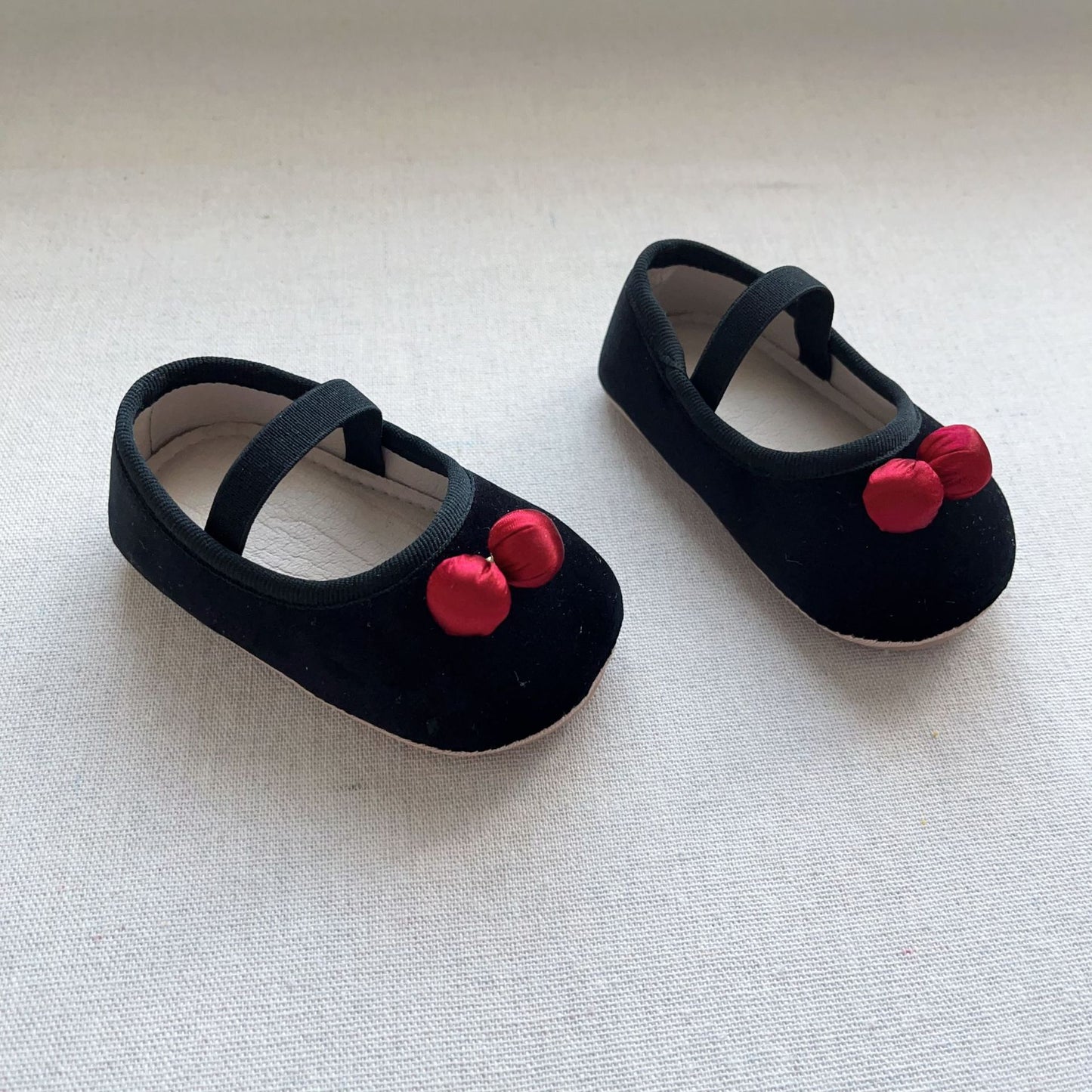 Autumn Baby Girl Vintage Design Double-Cherry Attached Toddler Soft-Sole Anti-slip Walking Shoes, MyKids-USA®, Baby & Toddler Shoes, MyKids-USA - Size/Age - insole length 11.00 cm - Color - Black -  -  - TR2410071710-A