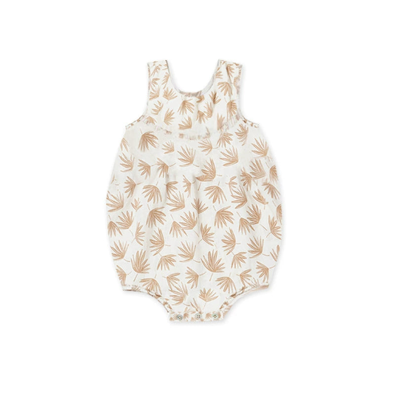 Summer Arrival Baby Unisex Floral Pattern Strap Onesies Bodysuits, MyKids-USA®, Baby One-Pieces, MyKids-USA - Size/Age - 66 (3-6M) - Color - Beige -  -  - TR2506282258-A