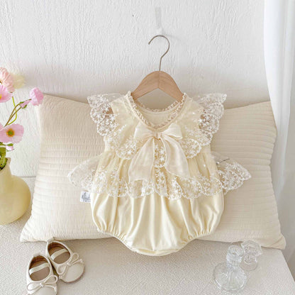 Summer Arrival Baby Girls Cute Floral Pattern Embroidered Tulle Patchwork Sleeveless Onesies, MyKids-USA®, Baby One-Pieces, MyKids-USA -  -  -  -  -  -  - 