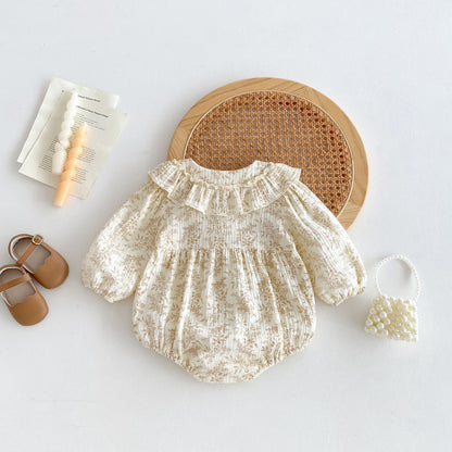 Autumn Arrival Baby Girls Long Sleeves Floral Print Princess Collar Onesies, MyKids-USA®, Baby One-Pieces, MyKids-USA -  -  -  -  -  -  - 