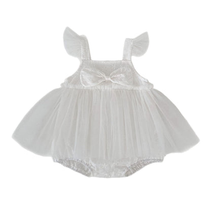 Design Summer Baby Kids Girls Sleeveless Solid Color Tulle Decorated Bodysuit, MyKids-USA®, Bodysuits, MyKids-USA - Size/Age - 66 (3-6M) - Color - Beige -  -  - TR2605132352-A.