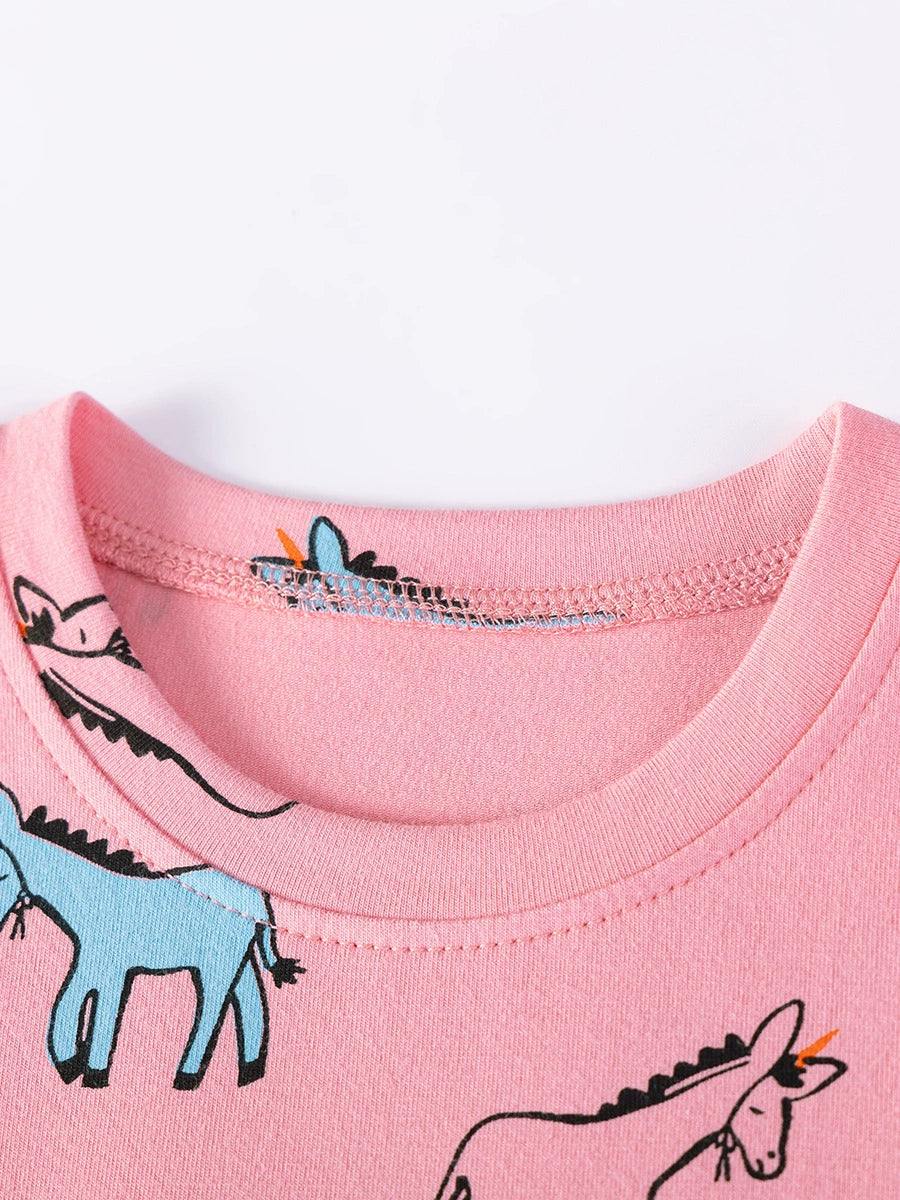 Summer Arrival Animals Cartoon Pattern Short Sleeves Crew Neck Dress for Stylish Girls, MyKids-USA®, Baby & Children's Dresses, MyKids-USA -  -  -  -  -  -  - .