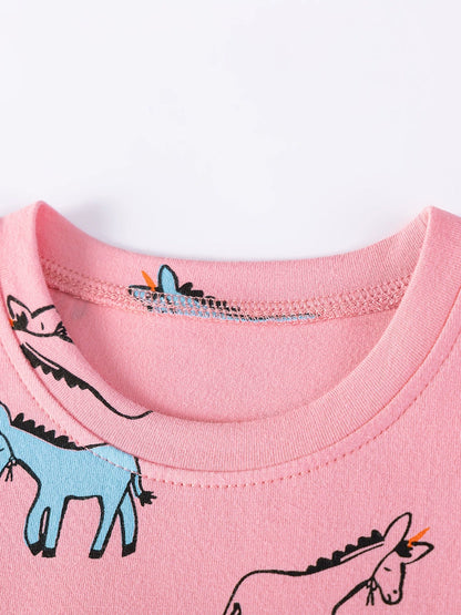 Summer Arrival Animals Cartoon Pattern Short Sleeves Crew Neck Dress for Stylish Girls, MyKids-USA®, Baby & Children's Dresses, MyKids-USA -  -  -  -  -  -  - .