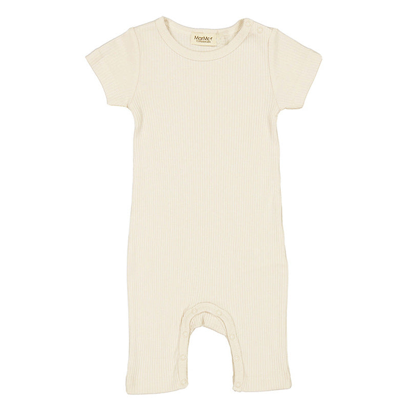 Summer Hot Selling Baby Unisex Thin Plain Solid Color Short Sleeves Onesies And Rompers