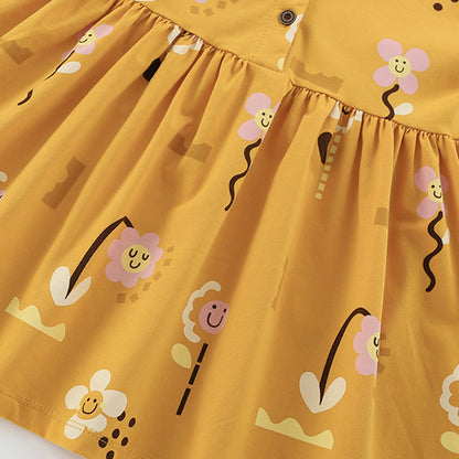 Summer Arrival Flowers Cartoon Pattern Short Sleeves Cute Dress for Stylish Girls, MyKids-USA®, Baby & Toddler Dresses, MyKids-USA -  -  -  -  -  -  - 