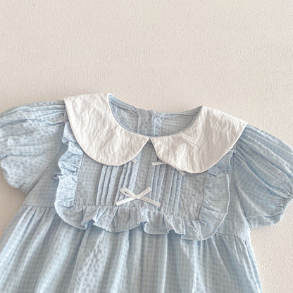 Summer Arrival Baby Girls Short Sleeves Light Plaid Pattern Bodysuit, MyKids-USA®, Bodysuits, MyKids-USA -  -  -  -  -  -  - .