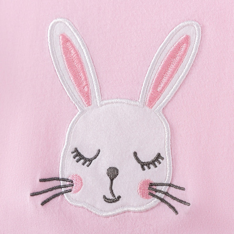 Summer Arrival Rabbits and Dots Pattern Fly Sleeves Dress for Stylish Girls