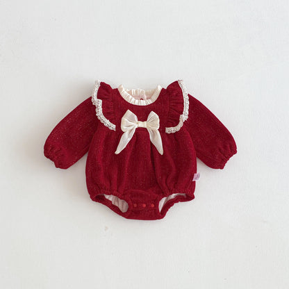 Autumn and Winter Arrival Baby Girls Long Sleeves Butterfly-bow Decorated Bodysuit, MyKids-USA®, Baby One-Pieces, MyKids-USA -  -  -  -  -  -  - .