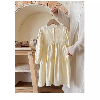 Design Autumn Girls Flowers Embroidery Pattern Long Sleeves French Style Lace Trim Ruffle Neck Dress, MyKids-USA®, Baby & Toddler Dresses, MyKids-USA -  -  -  -  -  -  - 