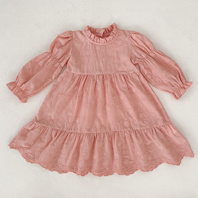 Autumn Baby Girls French Style Flowers Pattern Long-sleeved Onesies and Dress – Princess Sister Matching Set, MyKids-USA®, Baby & Toddler Outfits, MyKids-USA - Size/Age - 66 (3-6M) - Color - Pink -  -  - TR2511192223-B