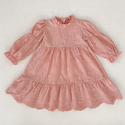 Autumn Baby Girls French Style Flowers Pattern Long-sleeved Onesies and Dress – Princess Sister Matching Set, MyKids-USA®, Baby & Toddler Outfits, MyKids-USA - Size/Age - 66 (3-6M) - Color - Pink -  -  - TR2511192223-B