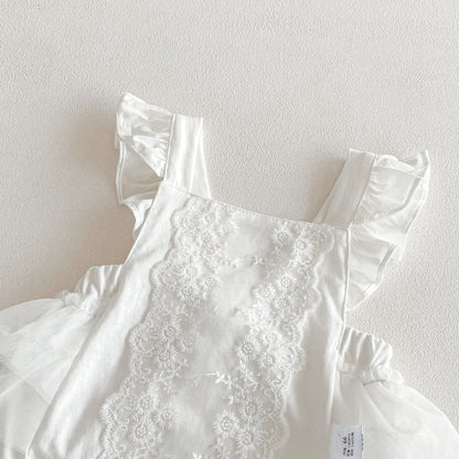 Summer Arrival Baby Girls Sleeveless Flowers Lace Embroidered Pattern Strap Bodysuit, MyKids-USA®, Bodysuits, MyKids-USA -  -  -  -  -  -  - .