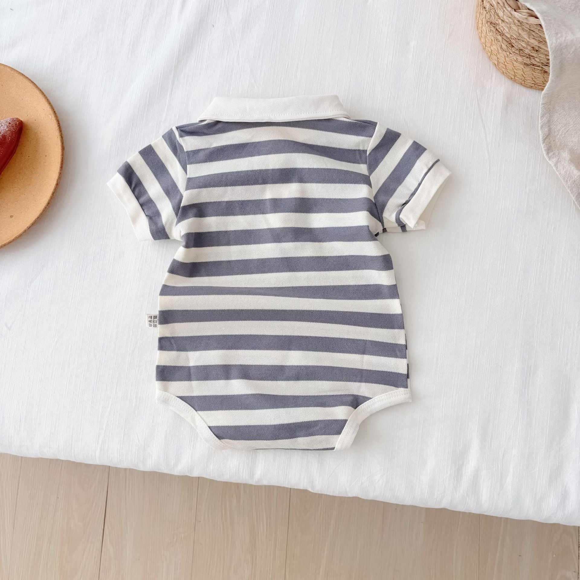 Summer Arrival Baby Unisex Casual Striped Short Sleeves Turn-down Collar Onesies, MyKids-USA®, Baby One-Pieces, MyKids-USA -  -  -  -  -  -  - 