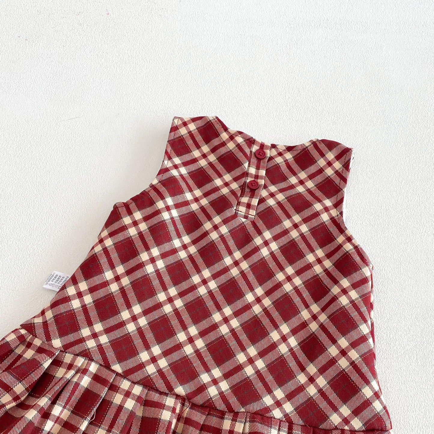 Spring Arrival Baby Kids Girls Cute Argyle and Plaid Pattern Sleeveless Dress with Hat