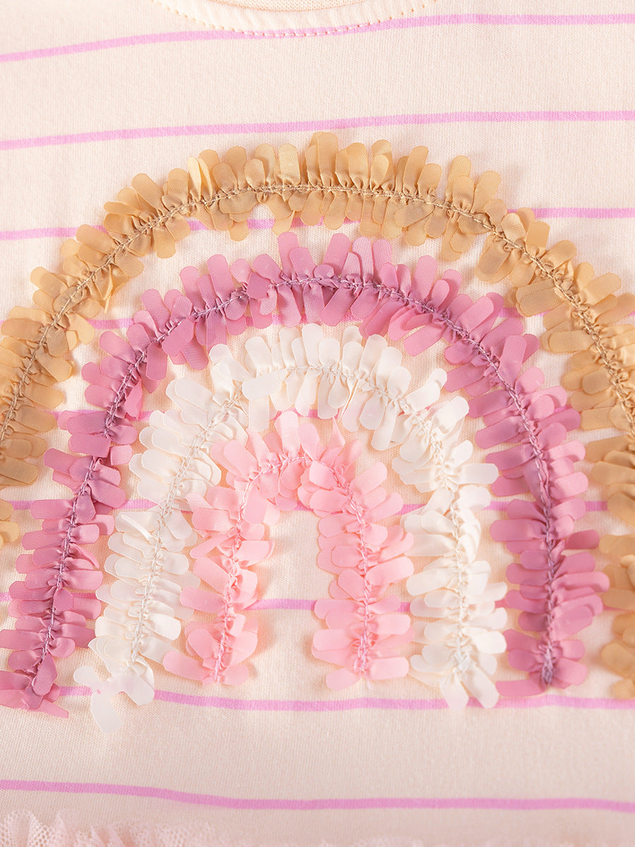 Summer Arrival Rainbow and Striped Pattern Short Sleeves Dress for Stylish Girls, MyKids-USA®, Baby & Children's Dresses, MyKids-USA -  -  -  -  -  -  - .
