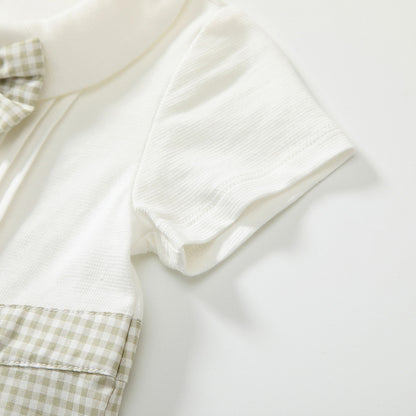 Summer Arrival Baby Boys Short Sleeves Cute Plaid Pattern Rompers, MyKids-USA®, Baby One-Pieces, MyKids-USA -  -  -  -  -  -  - 